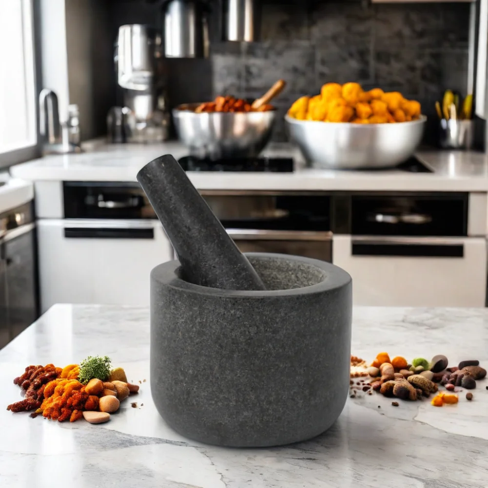 Hot Selling Factory Natural Granite Pestle and Mortar Stone Mortar and Pestle set