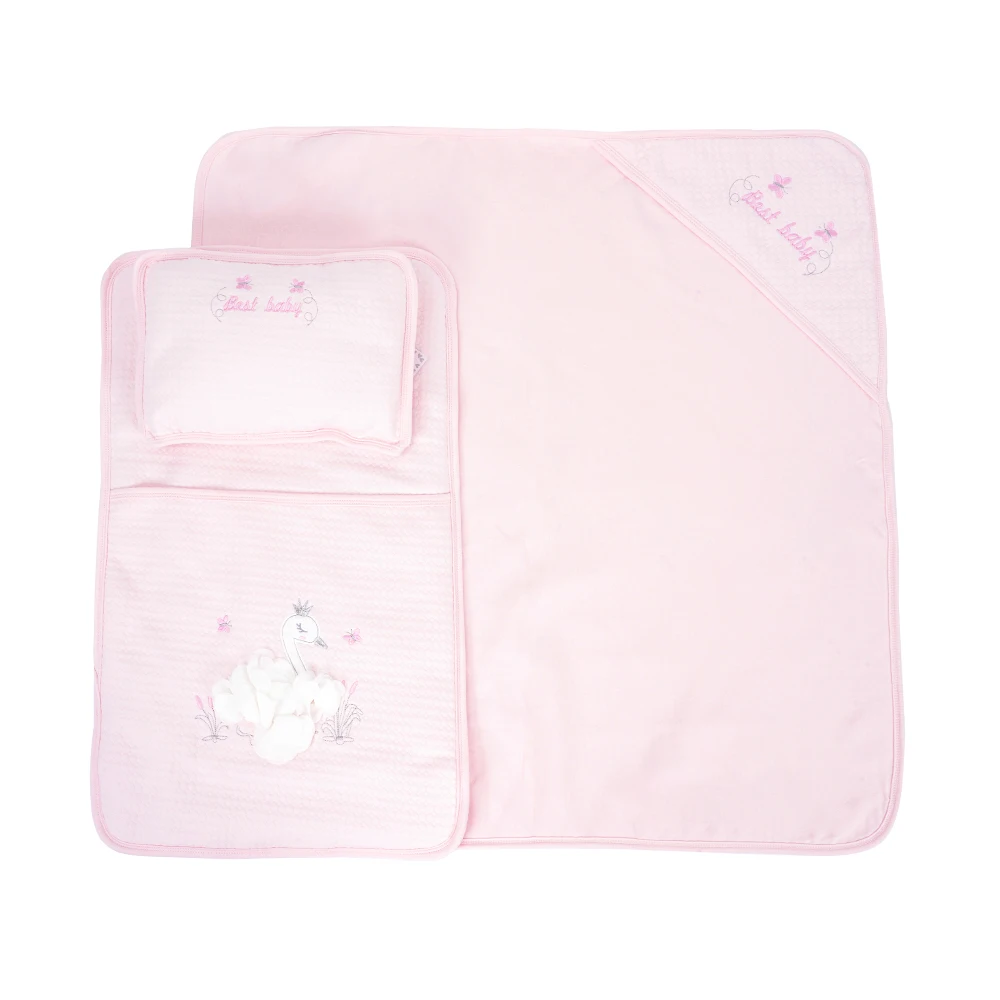 2024 Autumn Newborn Baby 3-Piece Bed Set Includes Pillow, Swaddle, & Blanket, Sunnozy Brand, 4-Season Use