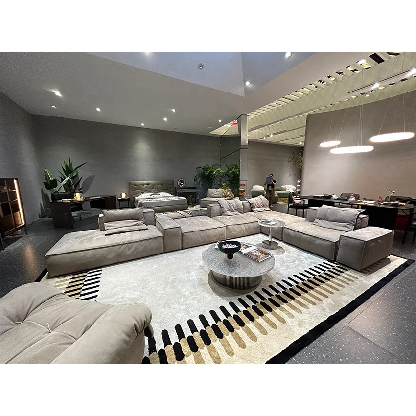 Роскошные серые тканевые диваны современные и удобные бархатные секционные модульные для дома гостиной