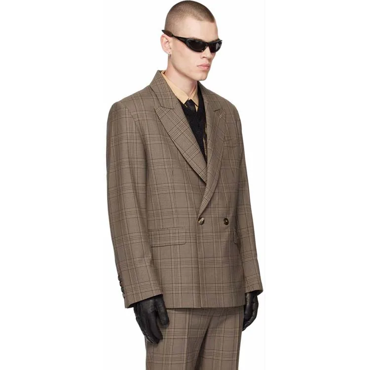 Hot Selling OEM ODM Hign Quality Fashion Design Custom Autumn Winter Men Clothing Brown Coat Jacket Casual Formal Blazer For Men