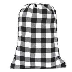 Готово к отправке, Рождественская красная клетчатая Подарочный мешок на шнурке красный буйвола в клетку Рождественский Санта мешок