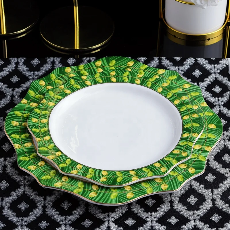 Ceramic serving plates 8inch 10inch wedding charger plates custom printing porcelain plates