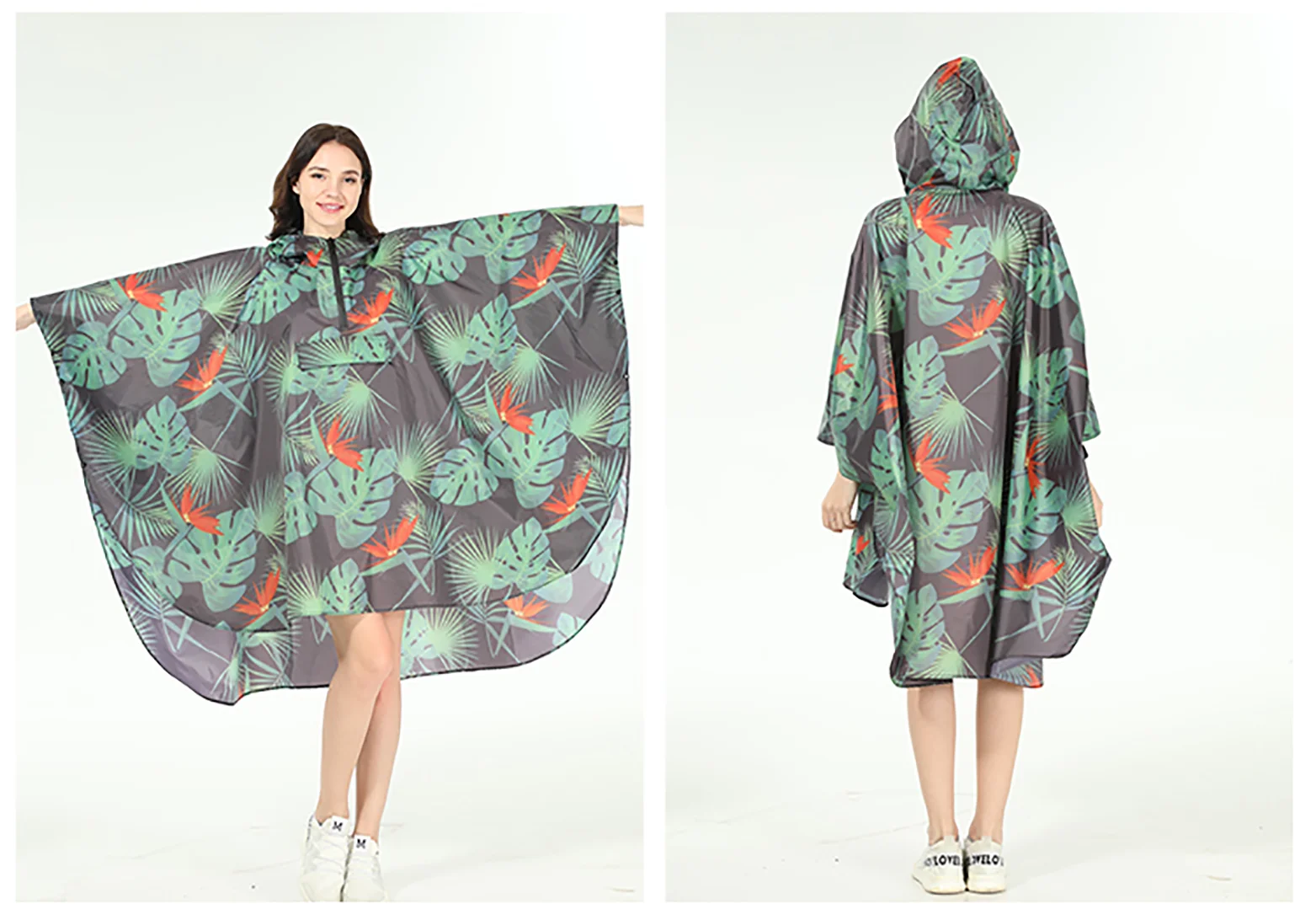 Good Quality 100% Polyester Blue Red Custom Printing Bicycle Rainproof Women Raincoat Poncho with Waterproof Zipper