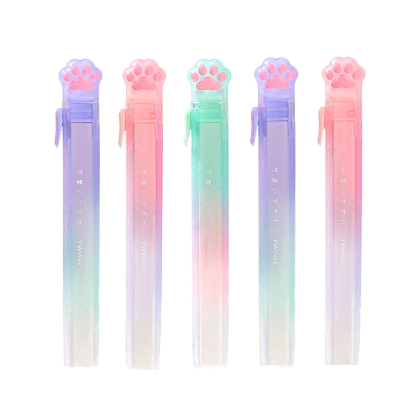 New Cute Long Erasers for Kids School Office Supplies Stationery Gifts  Kawaii Push-pull Design Cat Paw Portable Rubber Eraser
