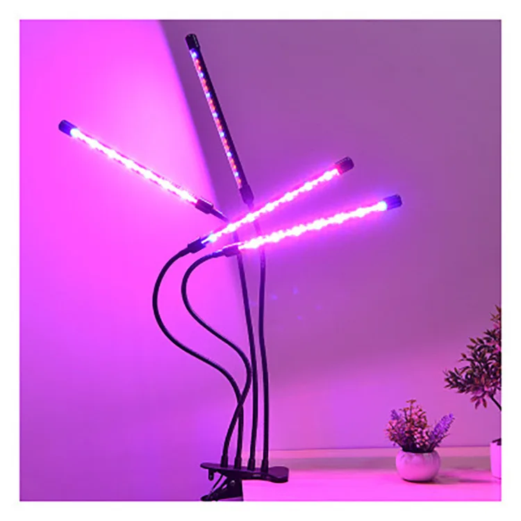LED four head plant grow lamp with remote control USB 5V 40W full spectrum clip 80LED growing light