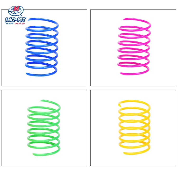 4Pcs Plastic Spring Cat Toy Colorful Coil Spiral Springs Pet Action Wide Durable Interactive Toy