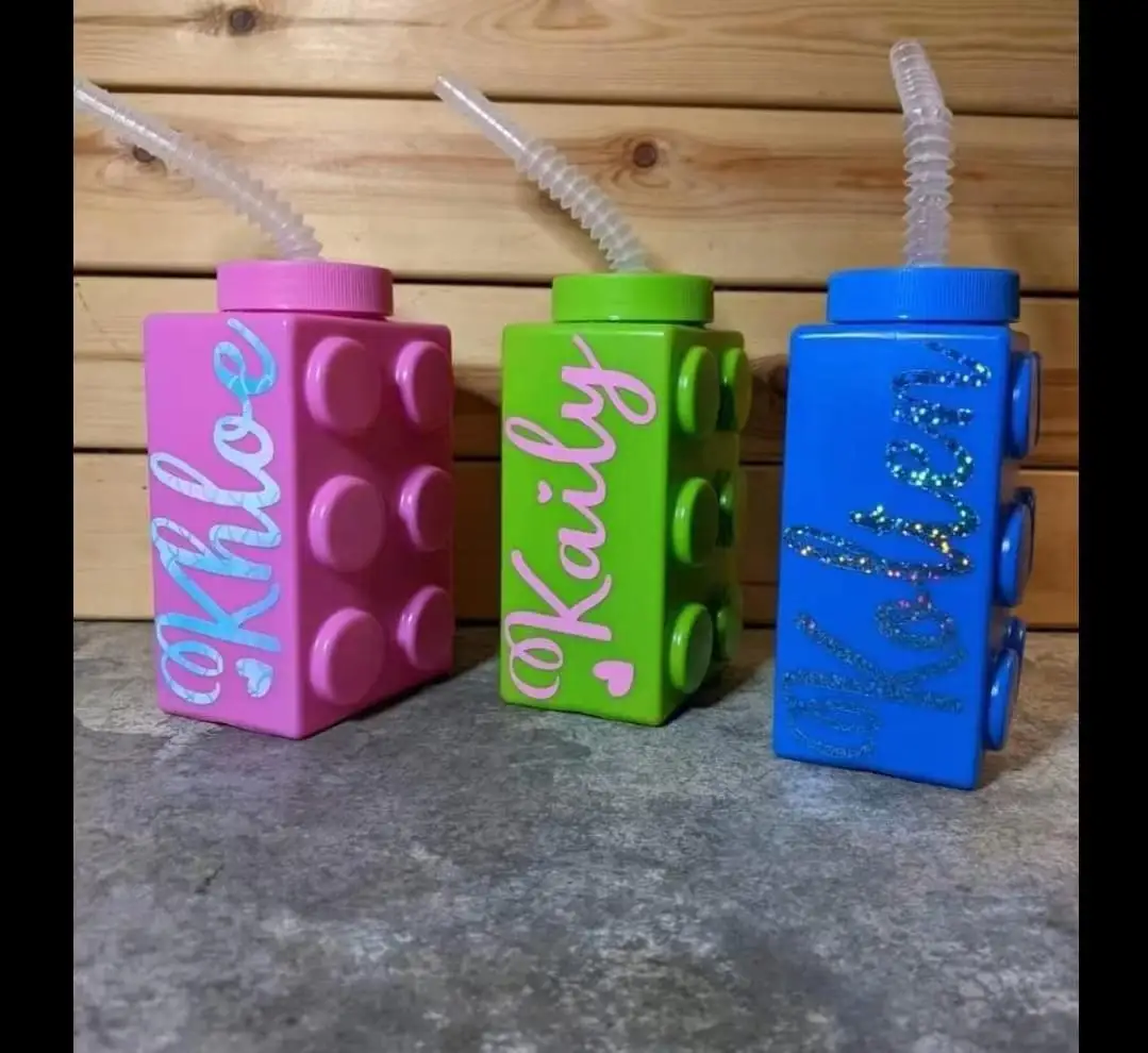 New Hot Sale Block Bottle 2024 Festive Party Straw Cup Reusable Block Cup Suitable for Birthday Party Gifts