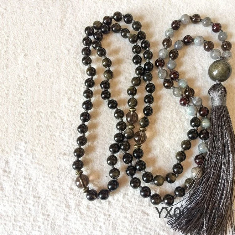 High Quality Gemstone 108 Beads Rosary Yoga Jewelry luminous stone turkish rosary beads necklace