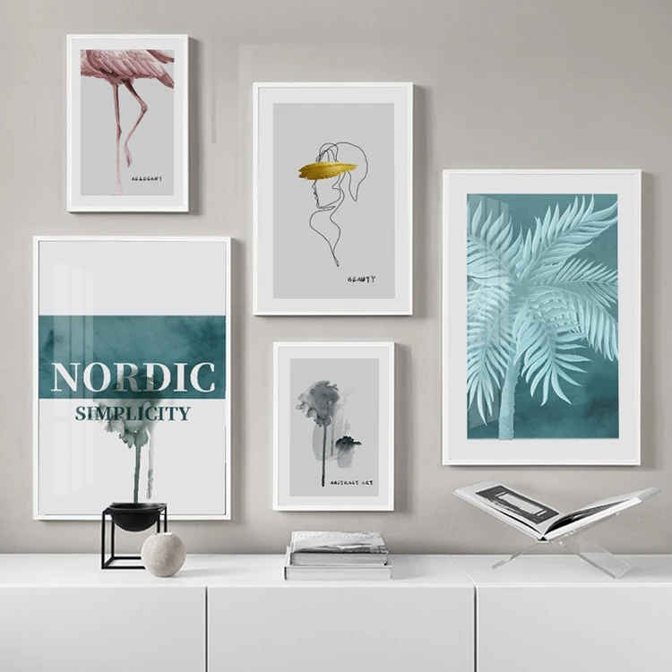 Nordic Canvas Painting Abstract Living Room Golden Art Wall Pictures Print Bedroom Dinning Room Home Decor Framed Poster Art