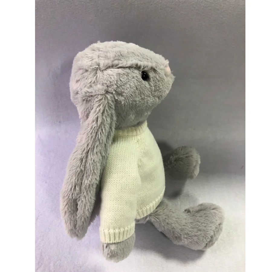 Custom Bunny Plush Toys Stuffed Animal Rabbit with White Wool Sweater