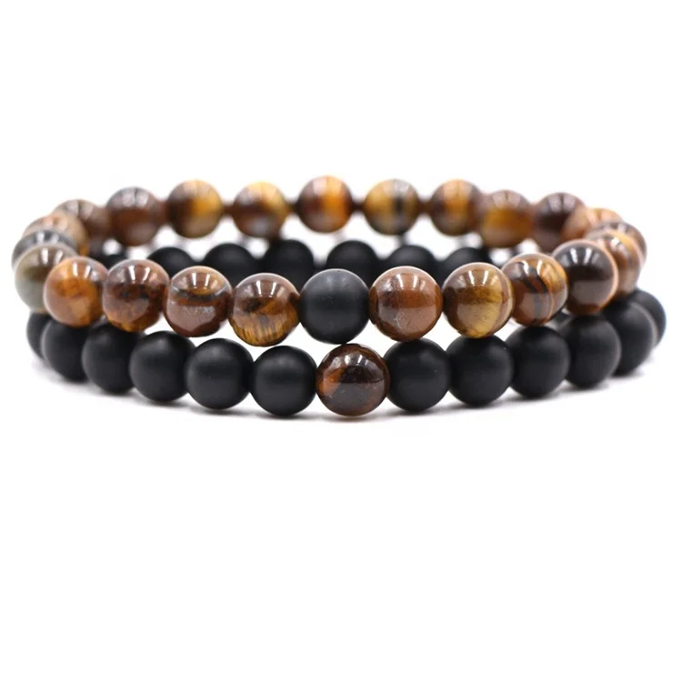 Couple energy elastic rope frosted tiger eye lava bead bracelet jewelry natural stone bead bracelet
