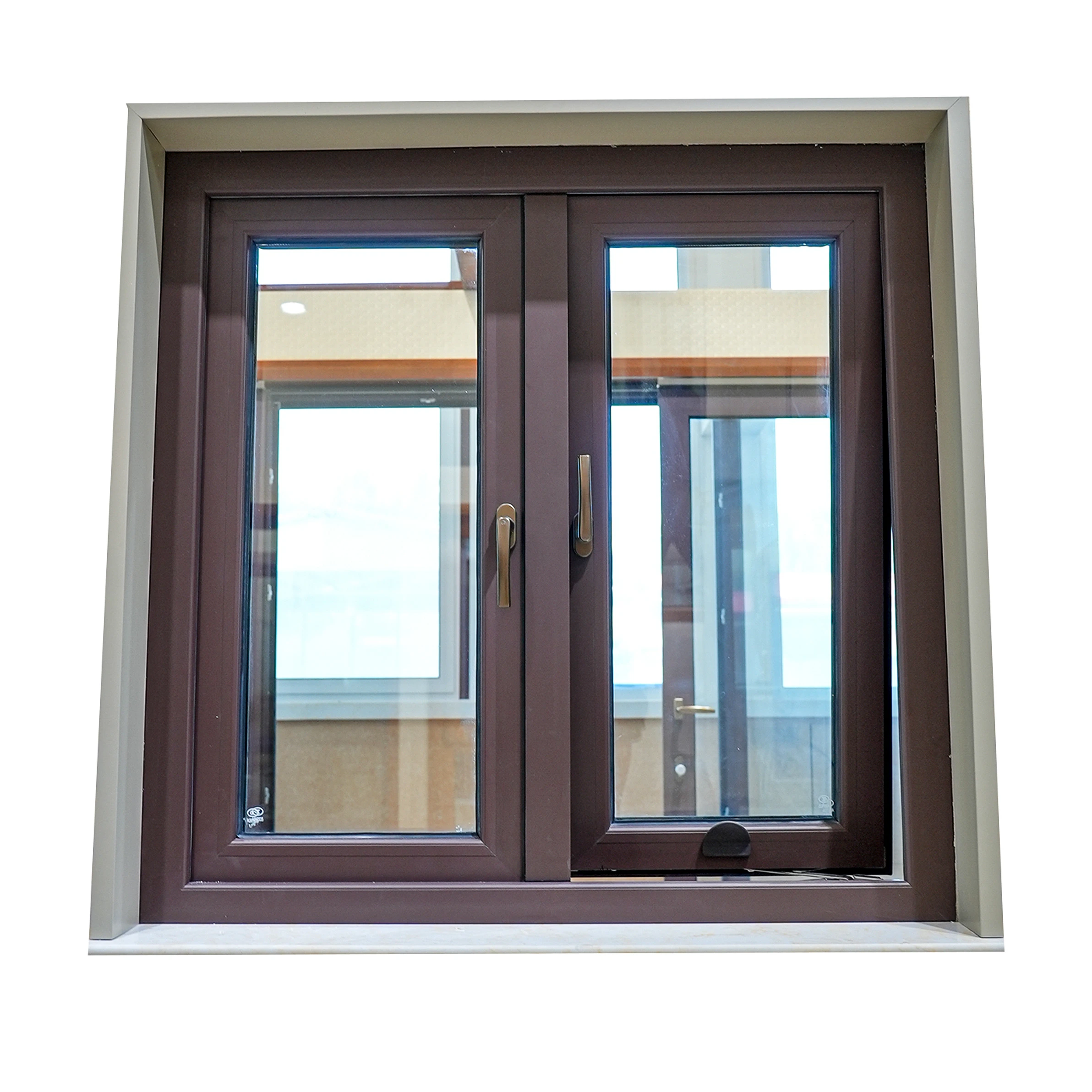 Customized Low-E glass and Germany import hardware  window aluminium alloy  tempered double triple glass casement window