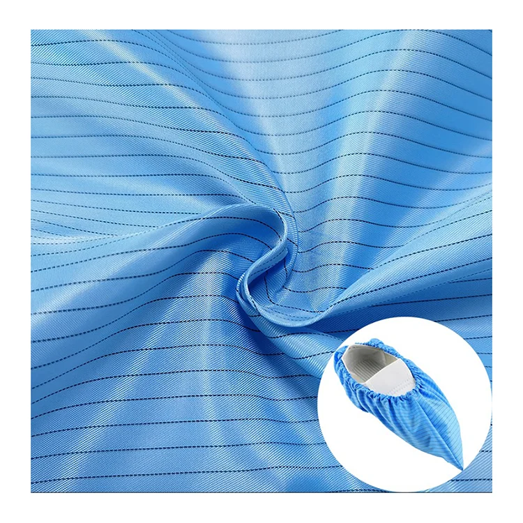 100D*100D 99% polyester 1% esd stripe anti-static fabric Clean room shoes fabric esd stripe anti-static fabric