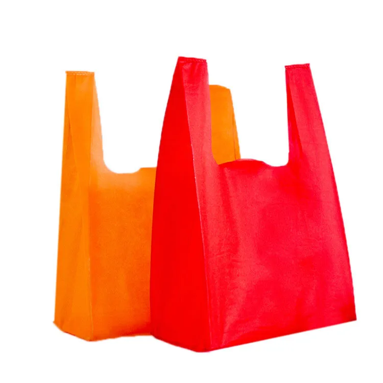 Factory cheap supermarket shopping Non Woven Fabric die cut vest bag with factory price