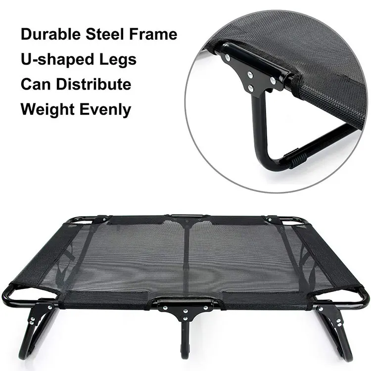 Folding Dog Cots Metal Frame Elevted Dog Bed Camping Opp Bag Solid Bed Accessories Hand Wash Bed Mats 120-150kgs 500pcs