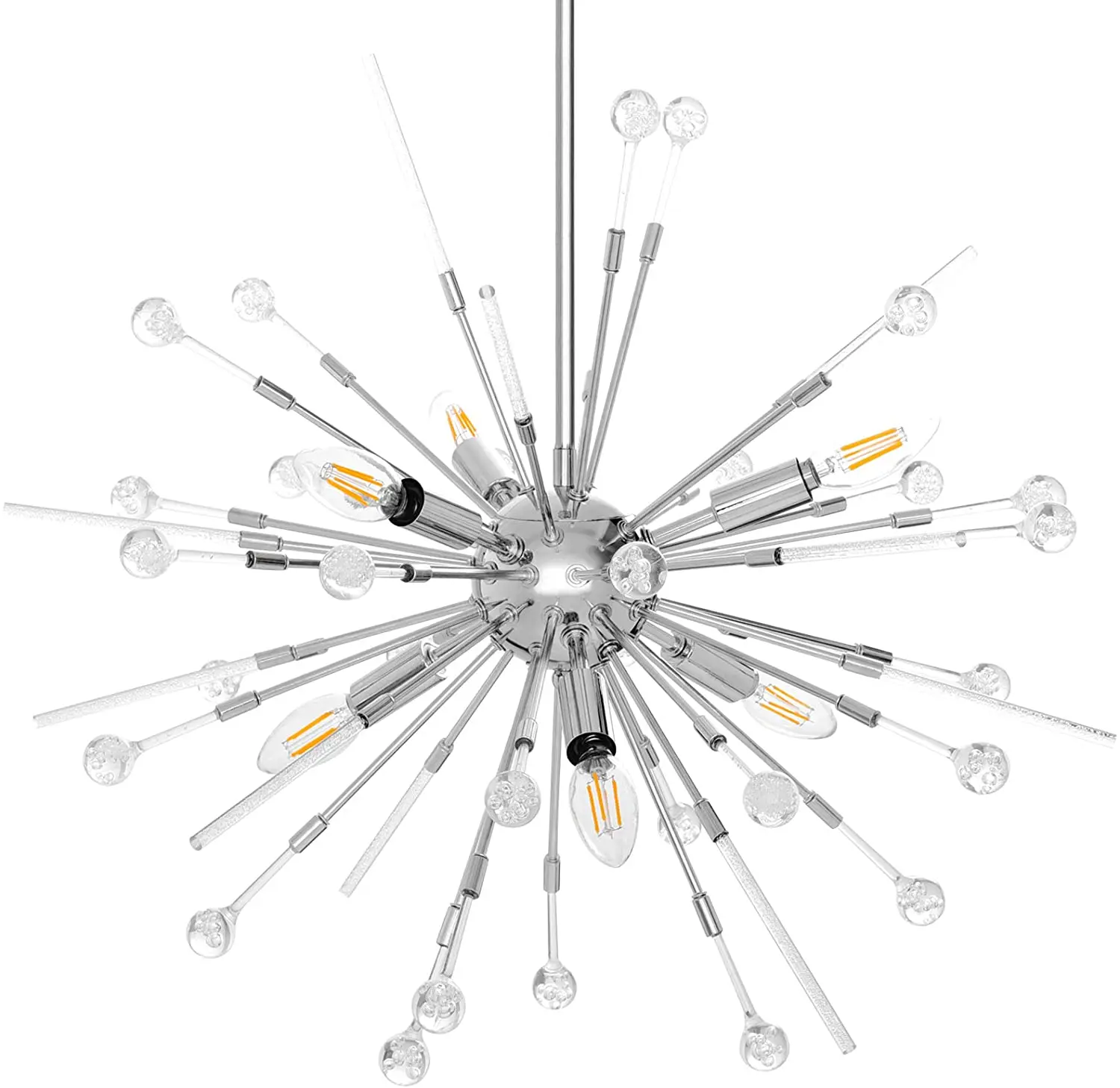 Modern Sputnik Chandeliers,Lucalda 6-Light Bulbs Crystal Liked Ceiling Light Fixture Adjustable Rods Globe Fireworks Pendant