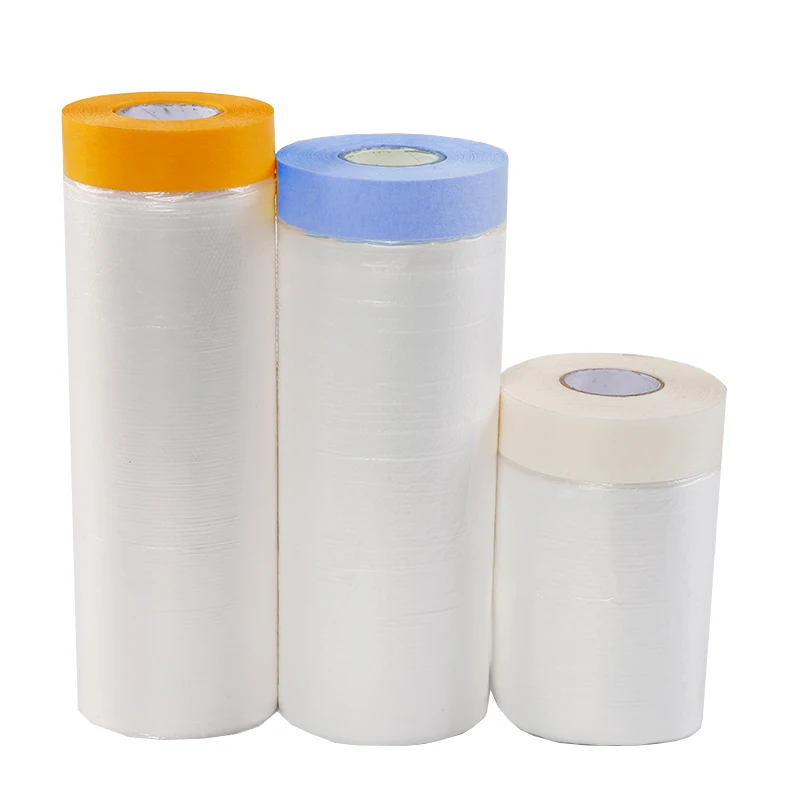 plastic roll pre taped paint pre masking film tape for car painting