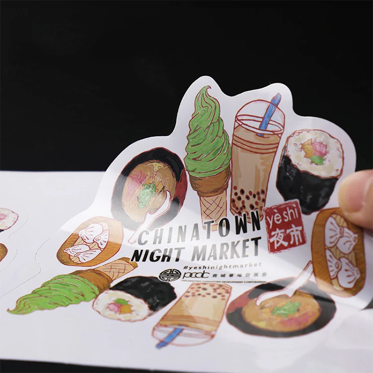 Custom Logo Print Adhesive Cut Out Sticker Carton Stickers Kawaii Paper Jar Sticker For Festival Packsge