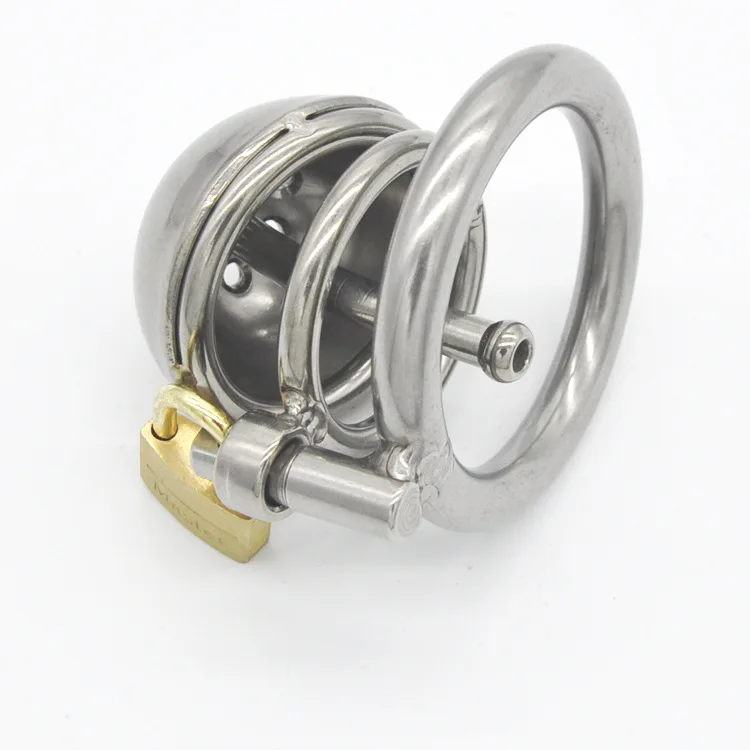 Small Metal Cuckold Cock Cage Penis Lock slave Bondage Device with Urethral Plug Adult Sex Toys