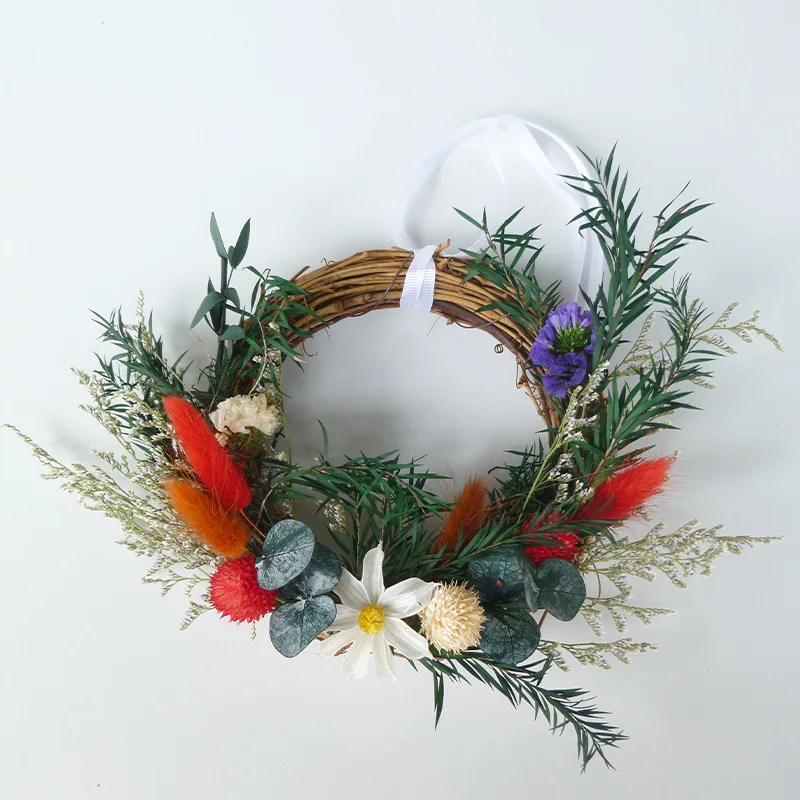 Wholesale Bohemian Immortals Flower Wreath Pendants  Window Decorations Ornaments Home Scene Layout Dried Flower Wreaths