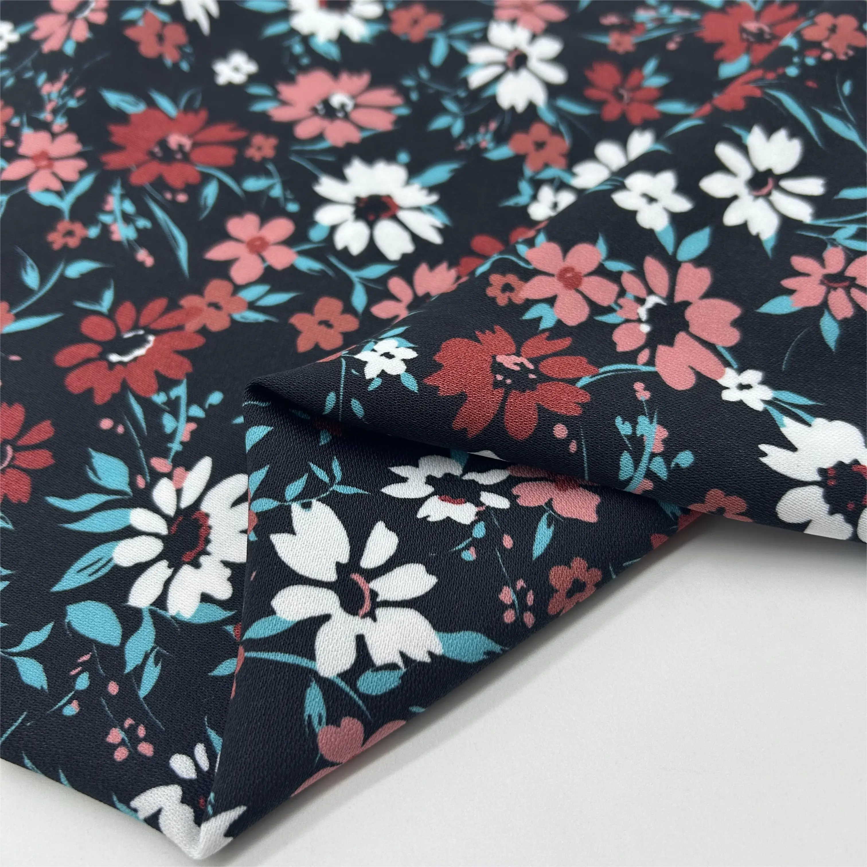 Print dobby fabric crepe fabric recycled polyester chiffon fabric flower for dresses clothing