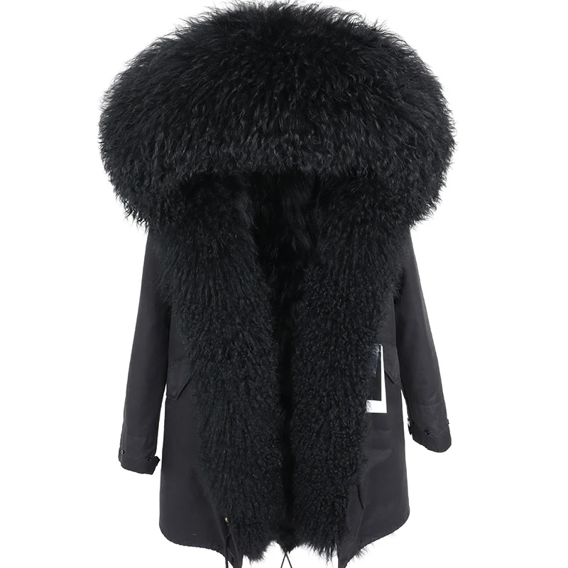 Winter New Large Lamb Fur Collar Fur Removable Raccoon Hair Inner Bladder Slimming Coat
