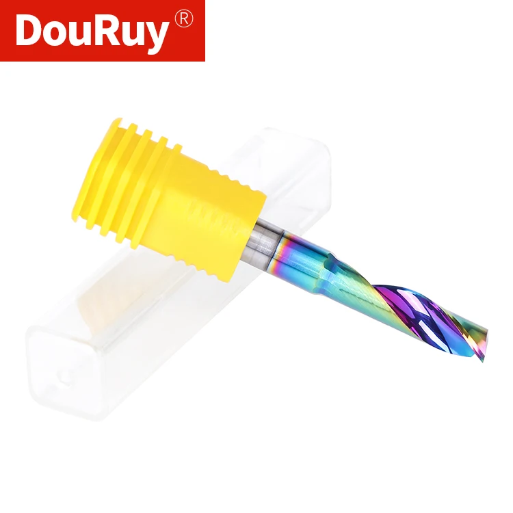 DouRuy DLC coating single blade aluminum milling cutter Single Flute Carbide End Mill Cutter Carbide End Mills For Aluminum