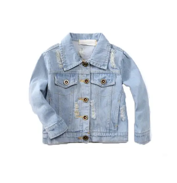 Spring Autumn Embroidered Fashion Children Kids Girls Jeans Jacket