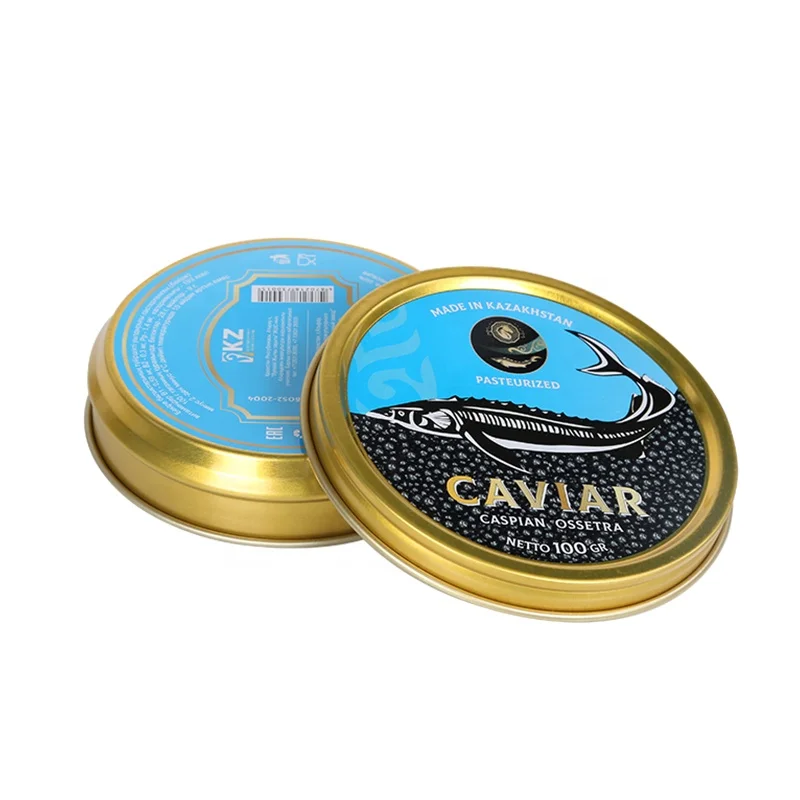 2024 Hot Sale Custom Food Grade Empty Caviar Tin Box Round Tins Self Seal Caviar Packaging With Tin Lid