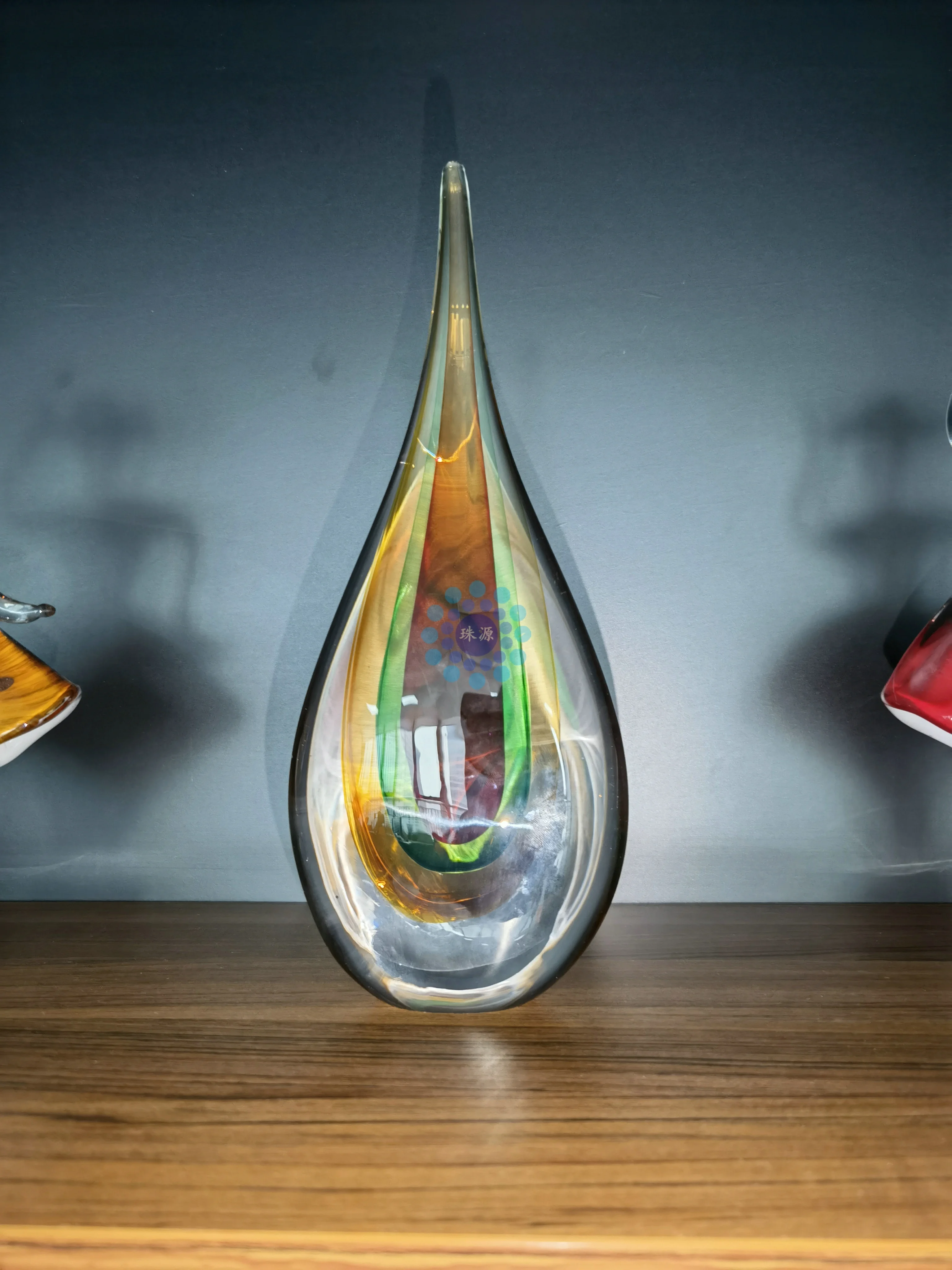 customization handmade glass paperweight OEM customized waterdrop art gift glass figurine for landscape garden home decoration