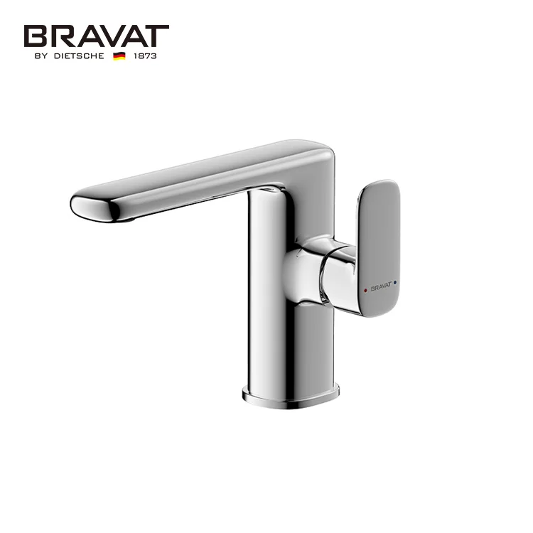 Bravat Hotel Bathroom Cold And Hot Water Tap Brass Chrome Single Handle Deck Mounted Wash Basin Mixer Faucets
