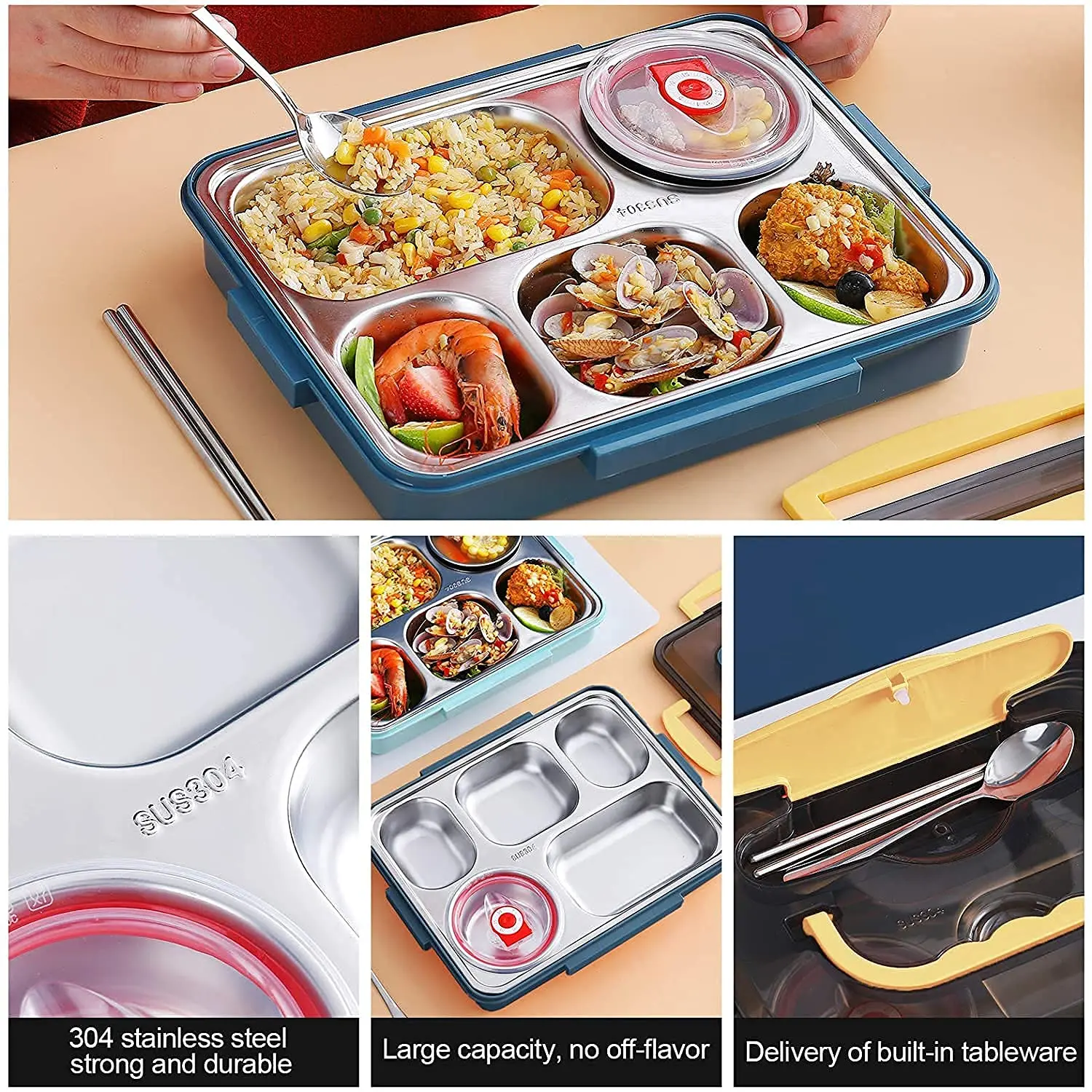 Wholesale Food Grade Leakage-proof Metal Stainless Steel Bento Lunch Box