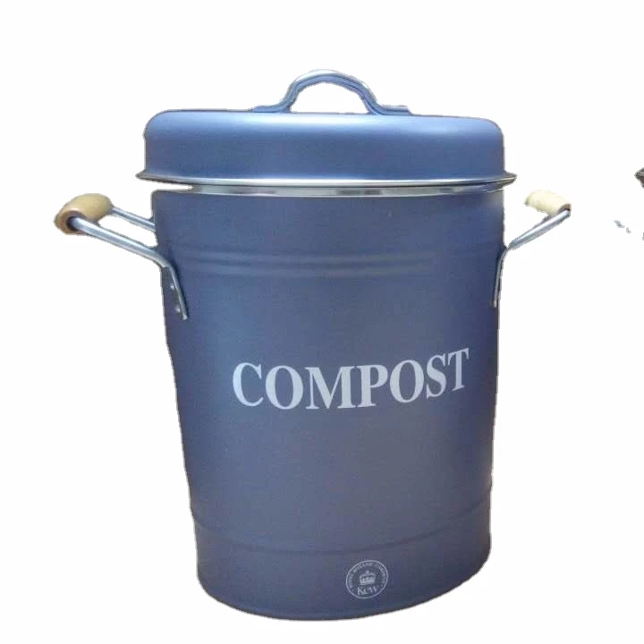 High quality Compost Bin Metal Ashbin Stainless Steel Ashcan Store Box Powder Coated For Kitchen Garden Home Outdoor Litter Bin