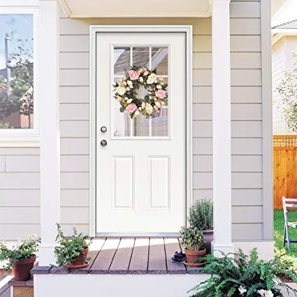 Artificial roses flower Wreath Flower Garland And Green Leaves For Front Door Indoor Or Outdoor Wall Wedding