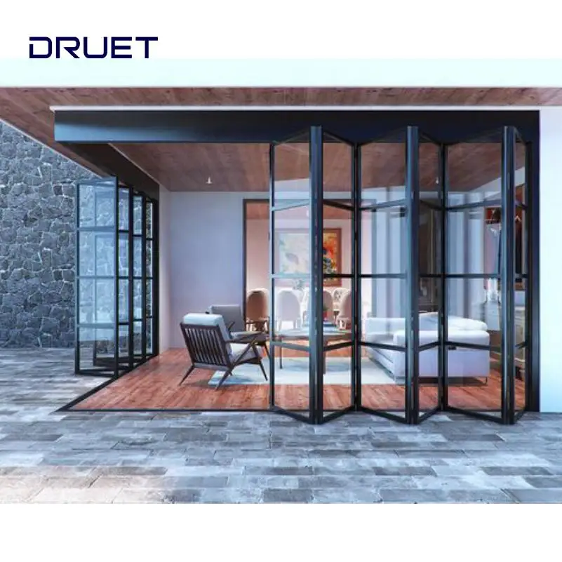 Bulk Order Good Price Exterior Bi Folding Door External Patio Aluminum Folding Glass Door