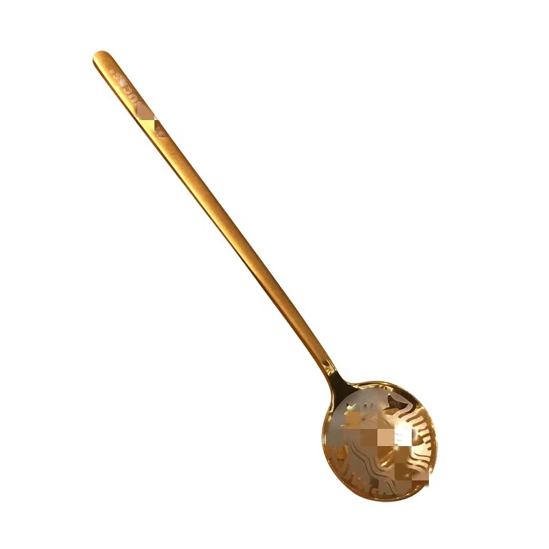 Customized logo multi-colored 304 stainless steel long handle coffee spoon