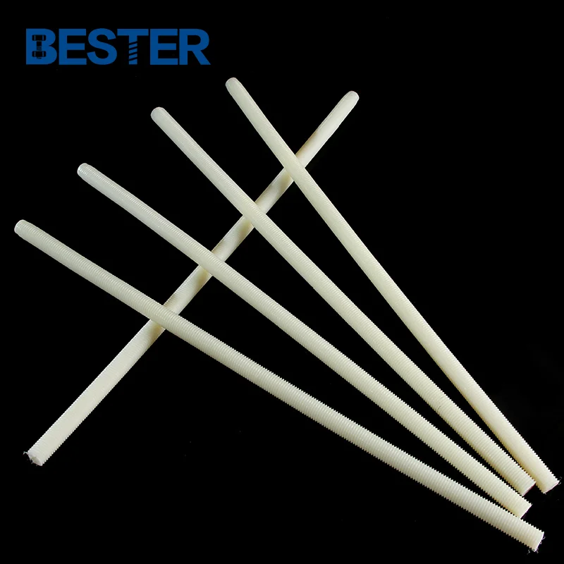 Manufacturers Suppliers 5m 6m 8m 10m color plastic nylon full threaded rods with plastic nuts