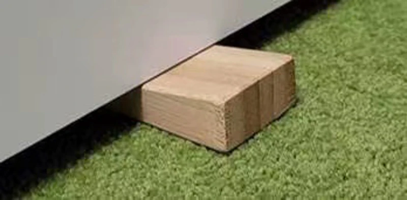 Under door draft stopper Natural Wood Bamboo Triangle Board Door Stopper with Non-Slip Rubber