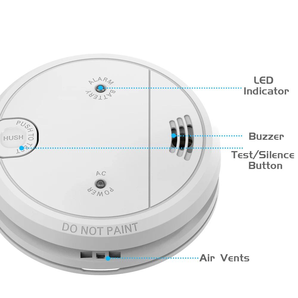 Dual Power Supply Smart Home 868mhz Wireless Interconnected Smoke Alarms Detectors For Fire Safety