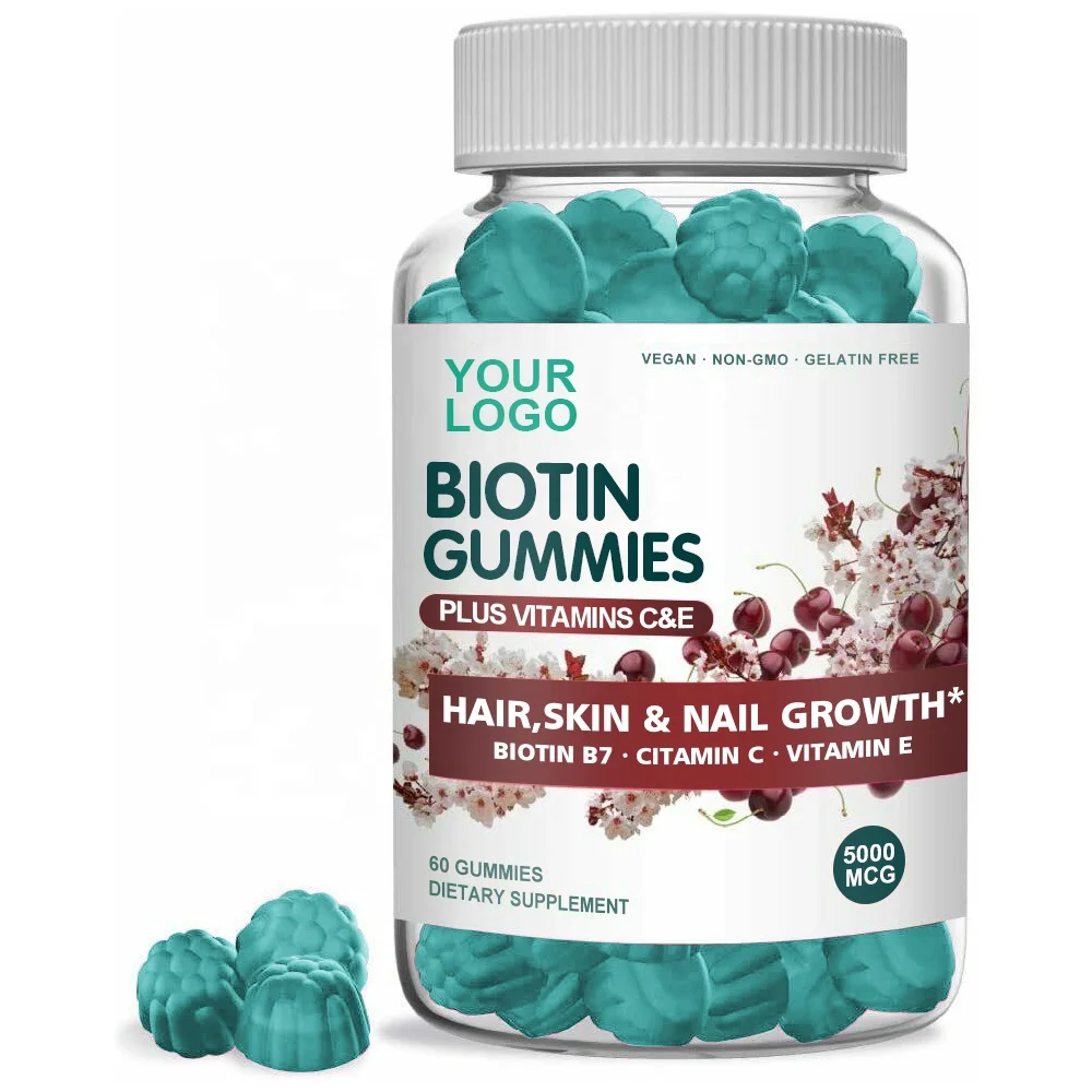 Wholesale OEM Bear Hair Vitamins Gummies With Biotin 5000 mcg With  Collagen Skin Care Supplement