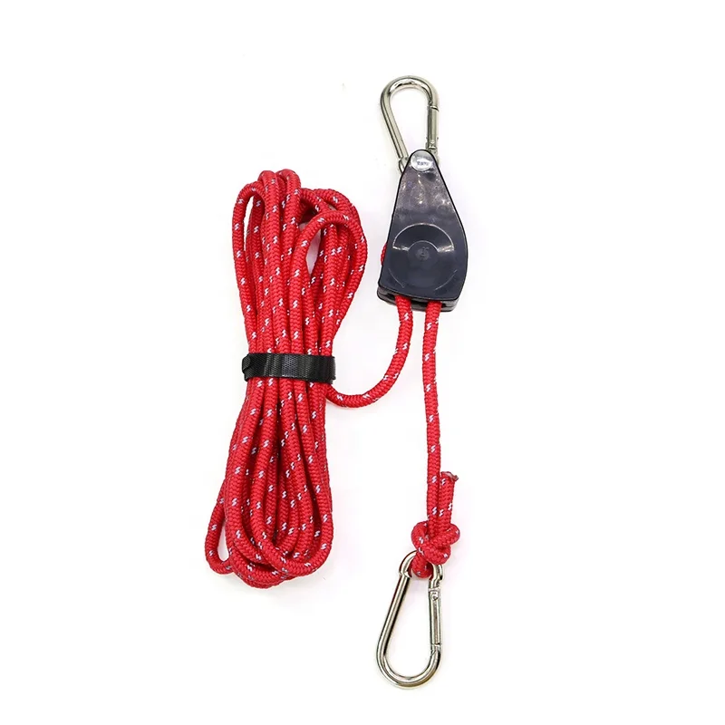 1/4 Inch Heavy Duty Grow Tent Rope Ratchet Tie Down Light Hanger With Reflective Rope