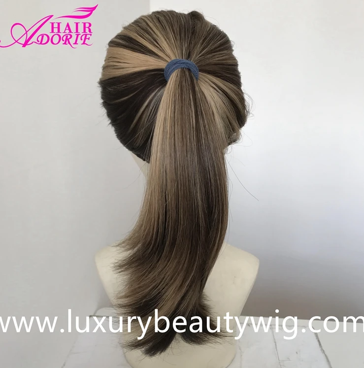 China Factory Brazilian Unprocessed Virgin Hair Double Drawn Natural Brown Jewish Headband Kosher Bandit Band Fall Wigs