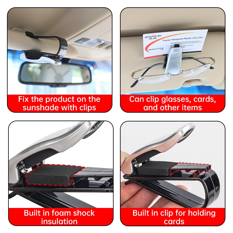 promotional sunglasses organizer car glasses holder clip for cars sun visor clip on