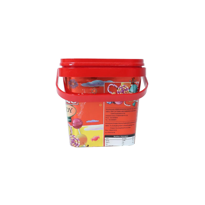 Custom Food-Grade PP Plastic Bucket with Lid Handle Square Chocolate Pail Container for Snacks Beverages Customizable Buckets