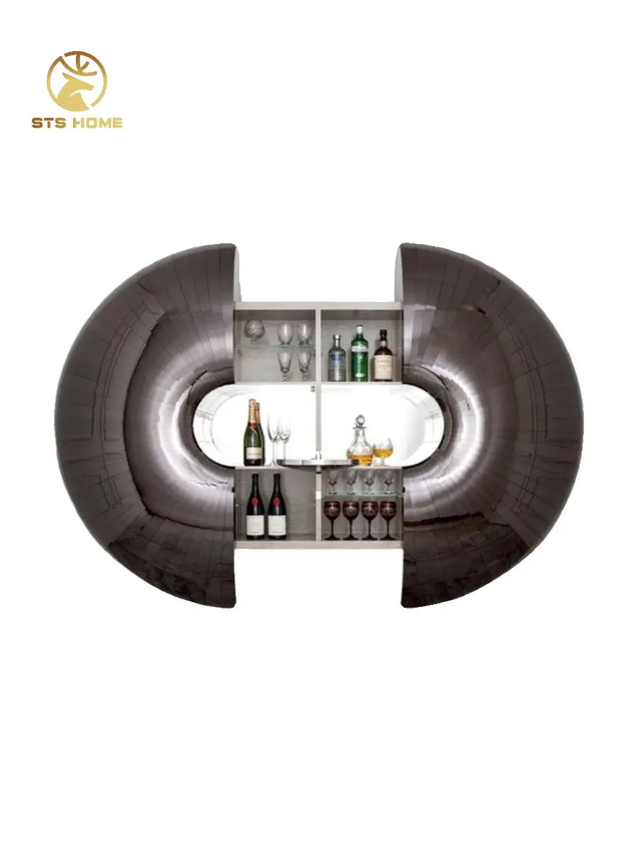 Luxury extendable wall mounted wine cabinet sea urchin stainless steel wall hanging storage cabinet home bar cabinet