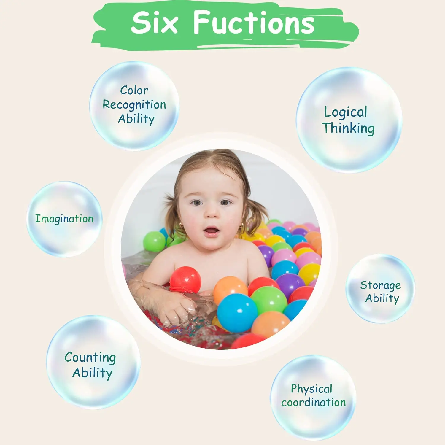 50 Soft Plastic Mini Ball Pit Balls  Colors  Crush Proof No Sharp Edges, Non Toxic Phthalate & BPA Free for Baby Toddler Ball