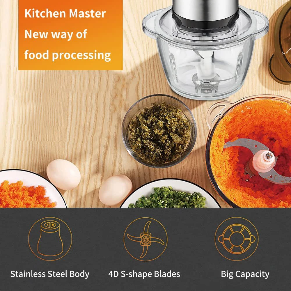 Electric Food Chopper, Food Processor  Glass Bowl Grinder for Meat, Vegetables,