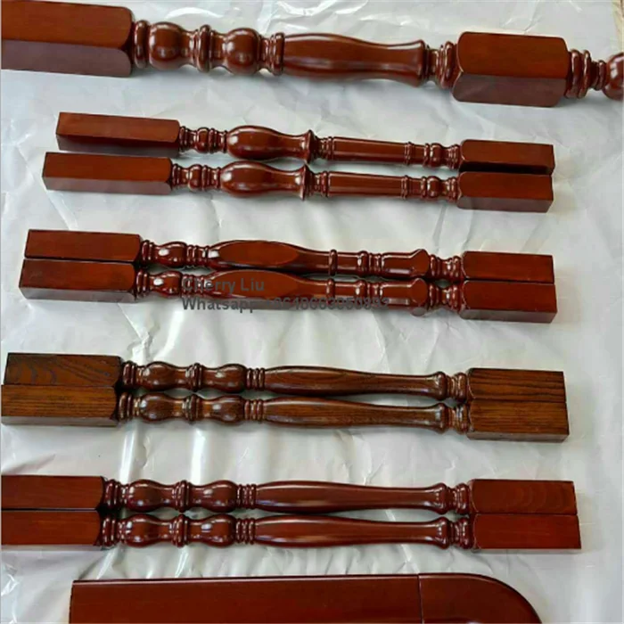 Decorative Wood carved Railing Pillars For Balcony wood stair post wooden baluster for stairs