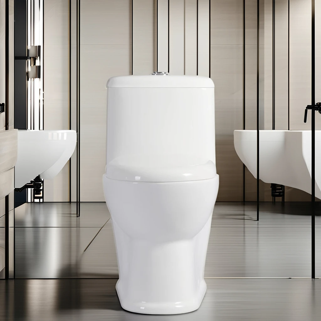 Modern One-Piece Ceramic round Toilet Floor Mounted Closestool with S-Trap Drainage for Bathroom Washdown