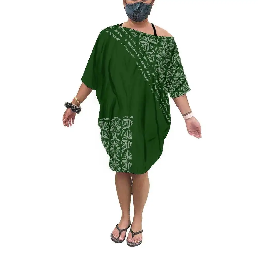 1 Custom Ladies one size poncho Dresses Polynesian Tribal Print Batwing Sleeve Loose Off Shoulder Womens free size tops